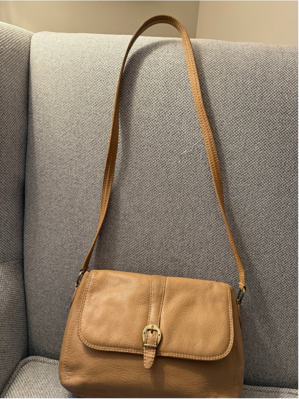 Y2K Etienne Aigner brown leather crossbody purse.